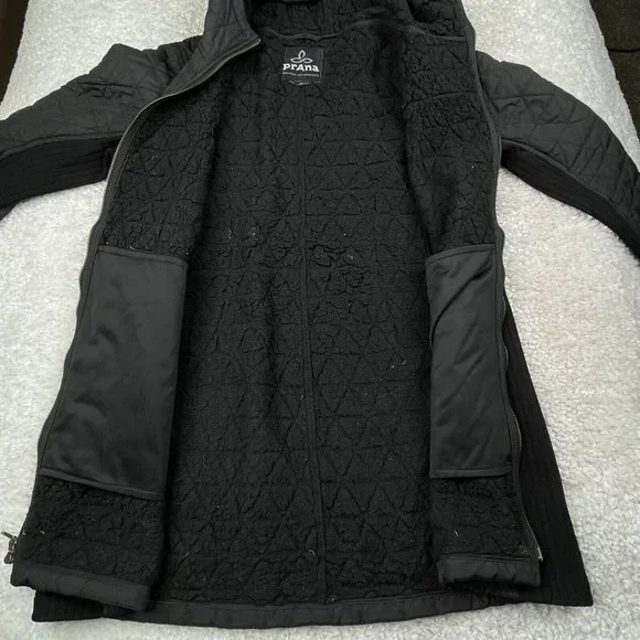 Prana Esla Long Black Sherpa Lined Coat - Picture 10 of 14